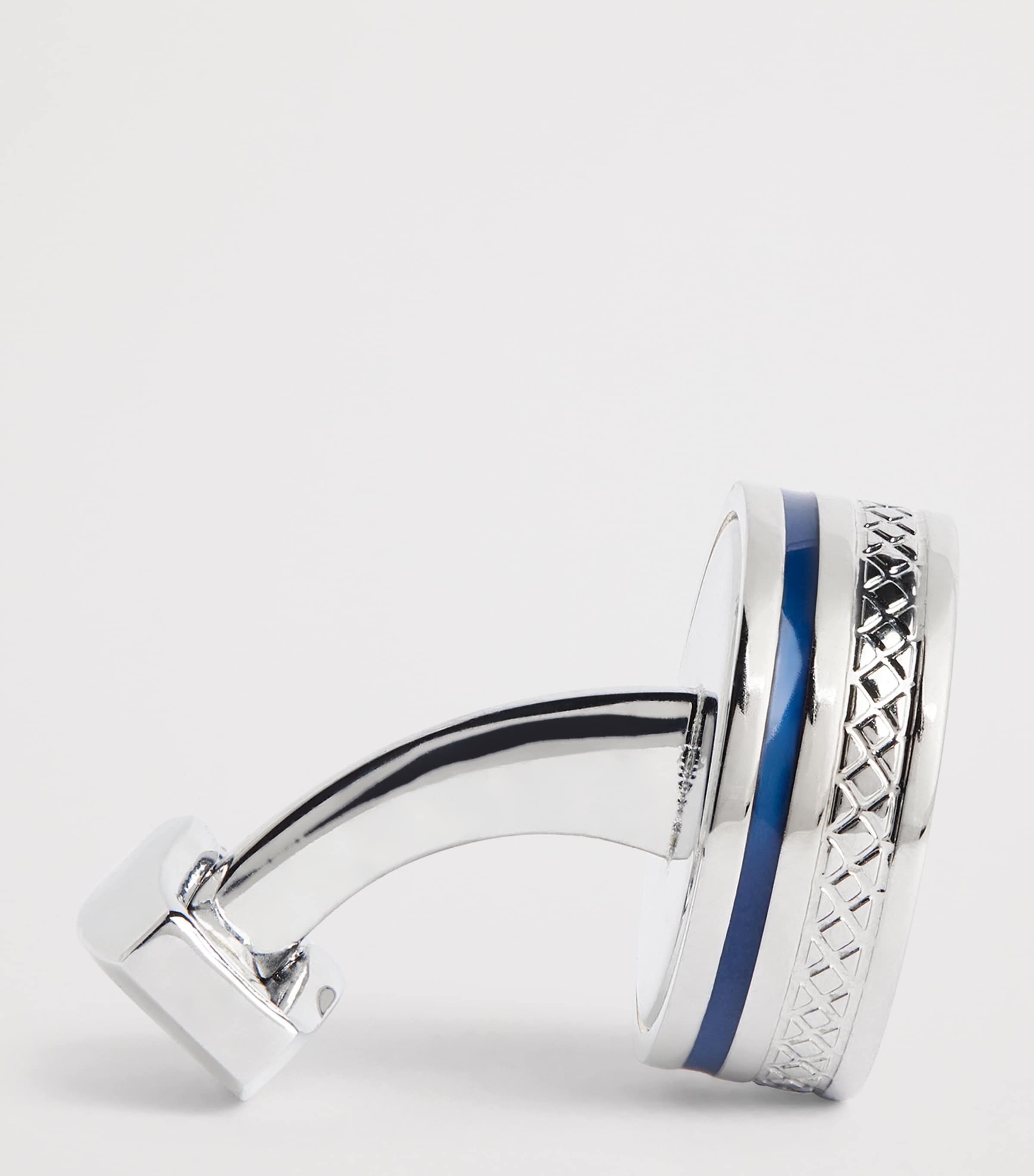 Tateossian Palladium-Plated Septa Gear Cufflinks Navy Image 4
