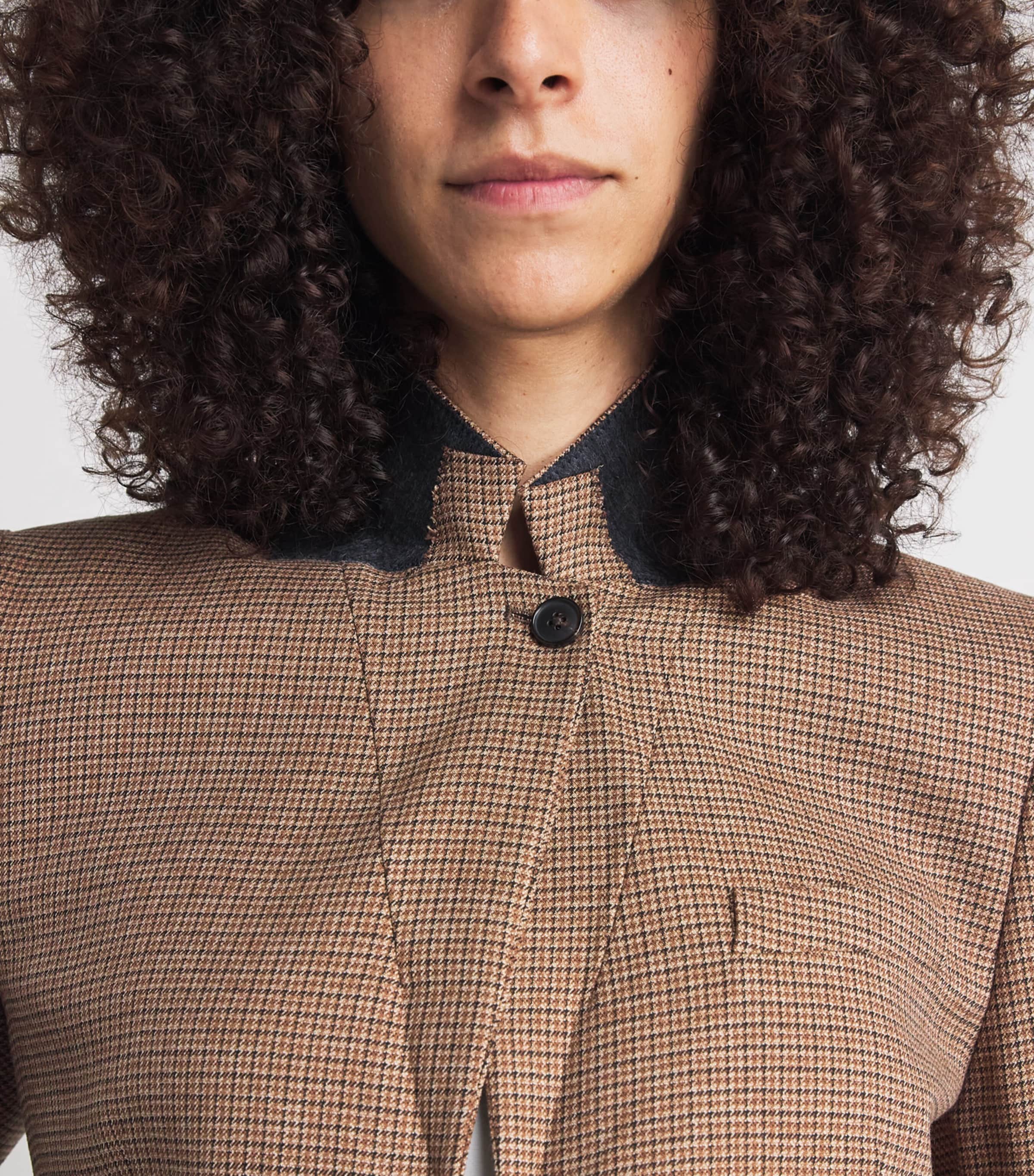 ME+EM Womens Slim Cropped Blazer Pecan Brown Multi Image 3