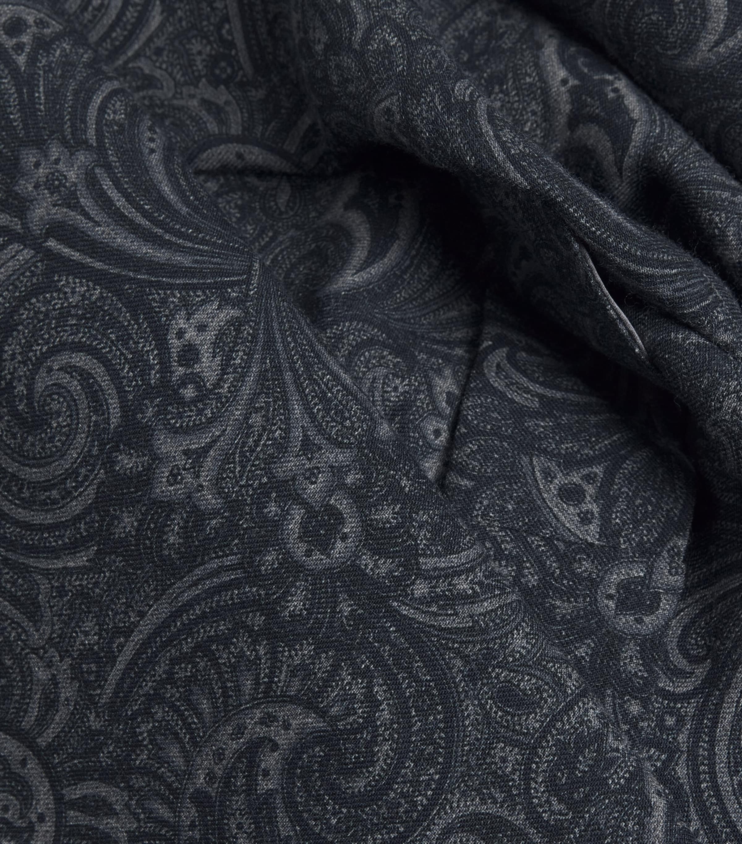 Wool Paisley Print Dressing Gown DARK BLUE Image 5
