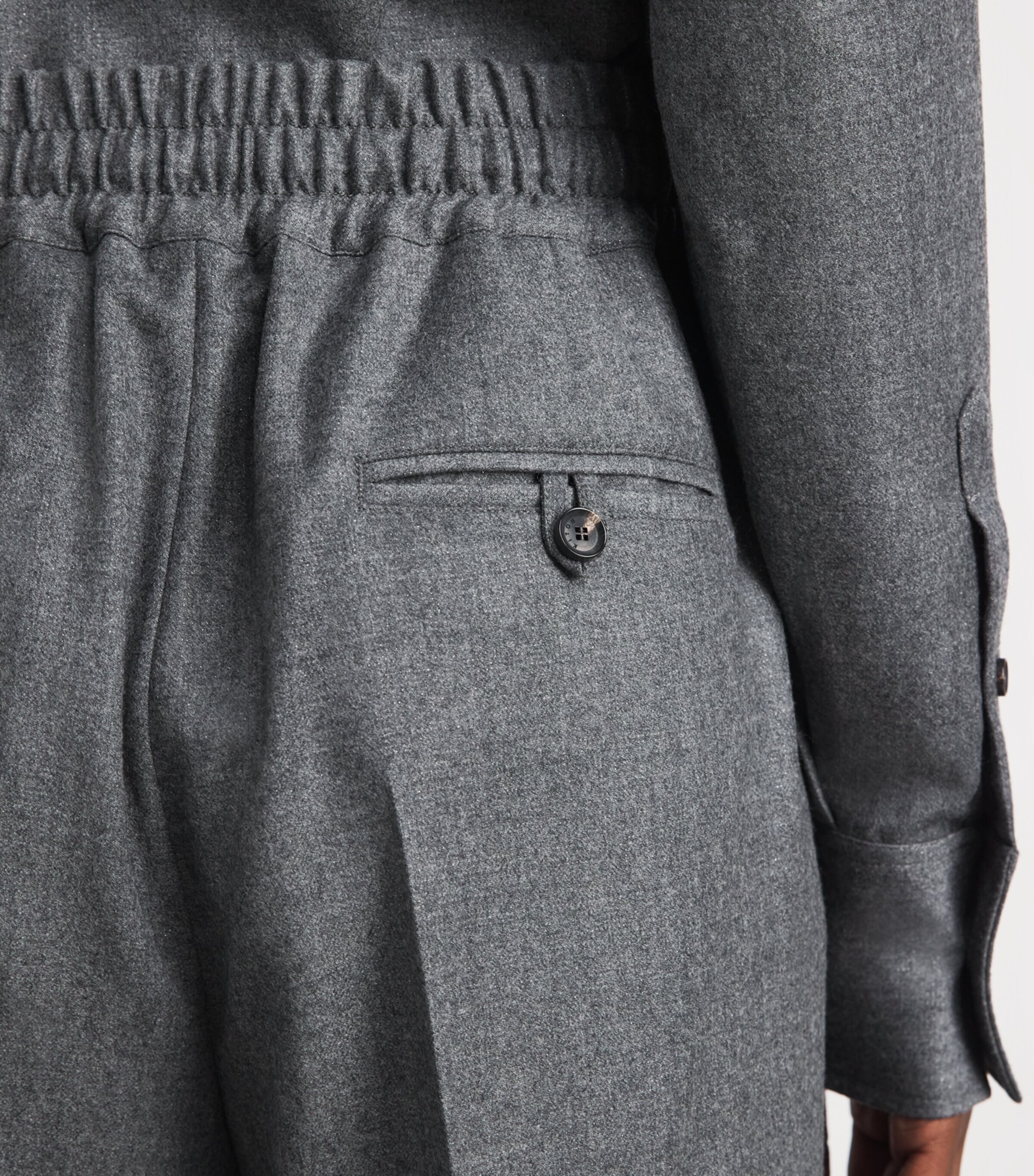 Kiton Womens Virgin Wool Drawstring Trousers Grey Image 3