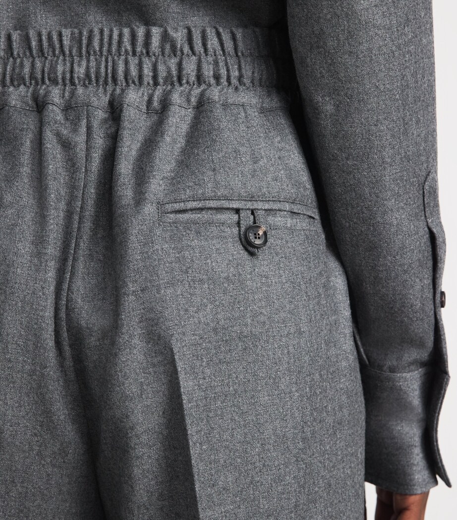 Kiton Womens Virgin Wool Drawstring Trousers Grey Image 3