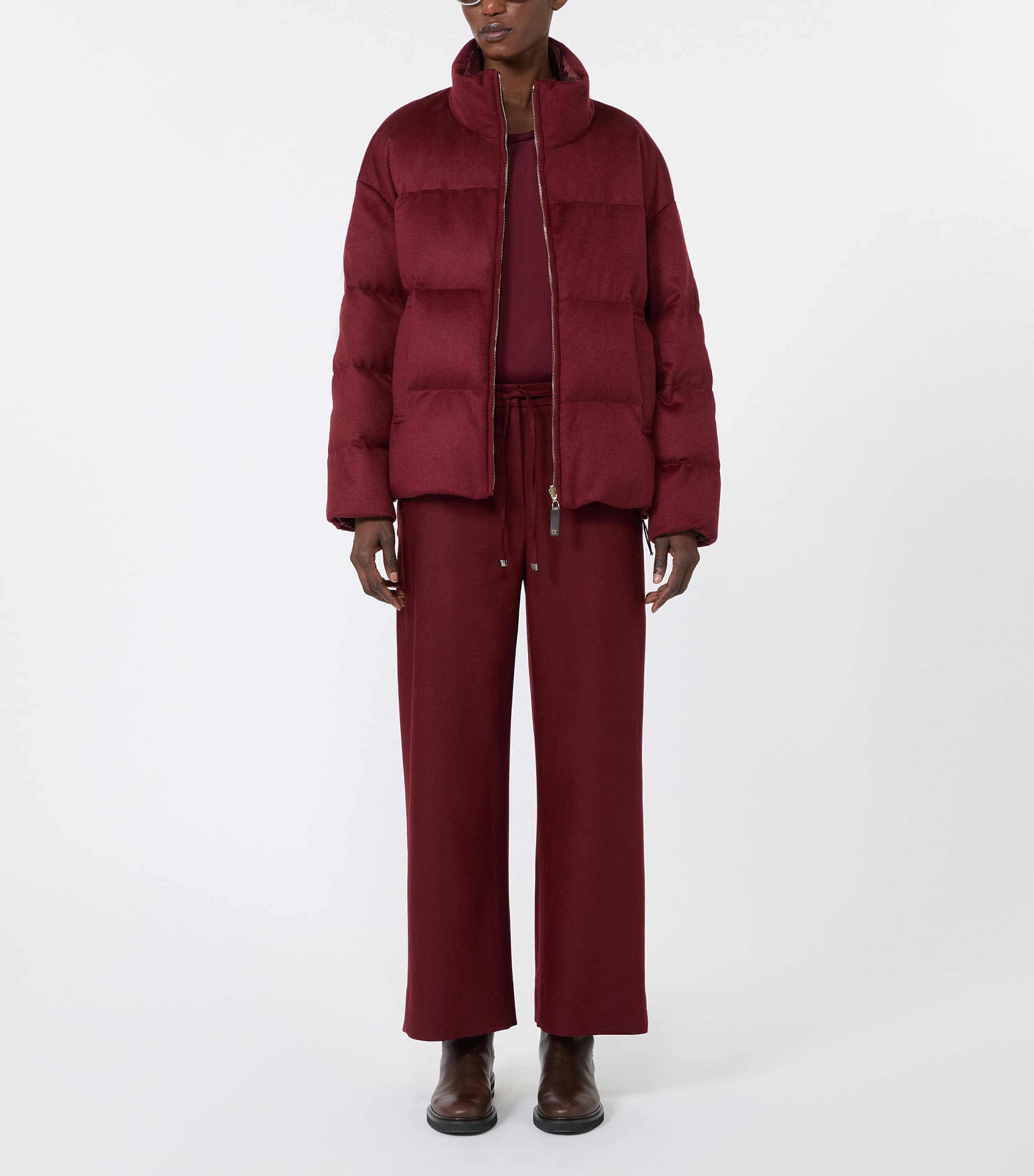 Max Mara Womens Cashmere Reversible Puffer Jacket Bordeaux Image 2