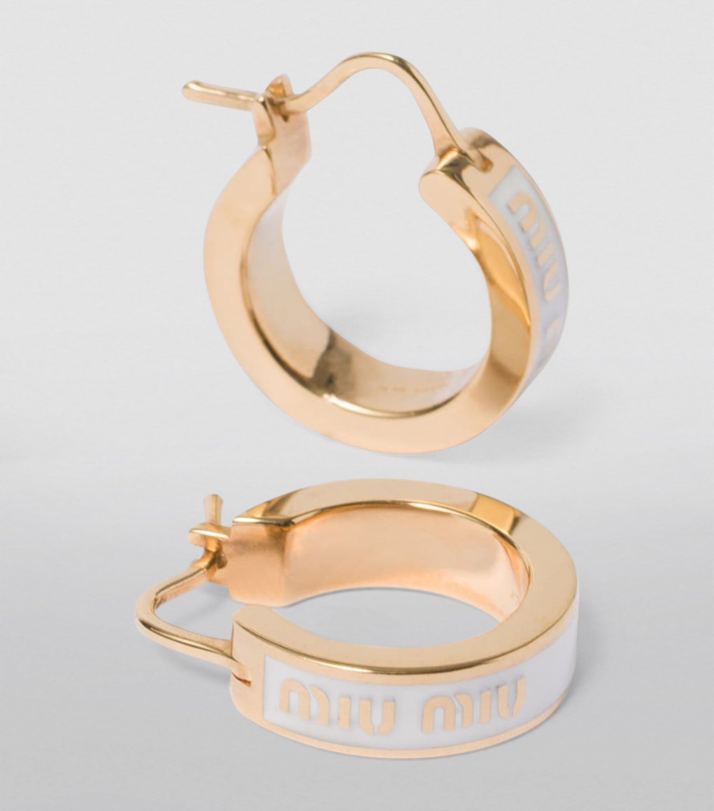 Miu Miu Enamelled Logo Hoop Earrings | Harrods UK