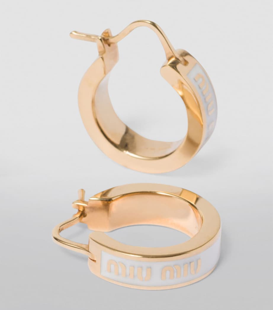 Enamelled Logo Hoop Earrings F0009 Image 4