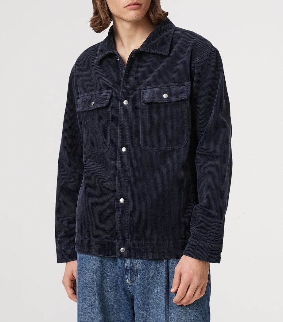 AllSaints Mens Corduroy Castleford Overshirt Moonlit Blue Image 3