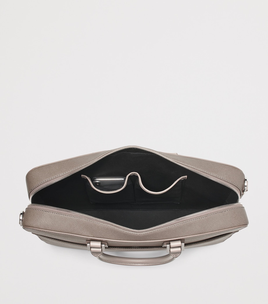 Leather Mount Street Laptop Briefcase Bag WARM GREY Image 6