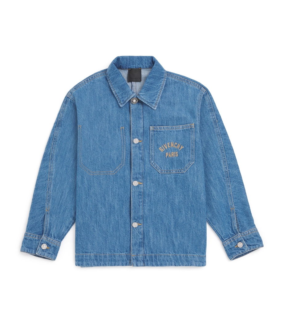 Denim Logo-Embroidered Shirt (4-12+ Years) H31212/Z25DBSTN+BRSH Image 1