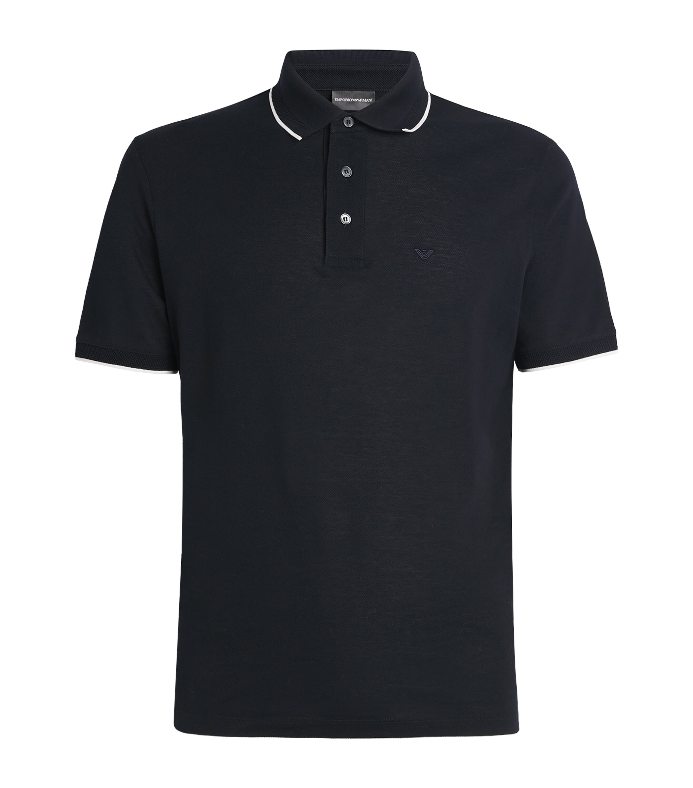 Emporio Armani Logo Cotton Polo Shirt In Black