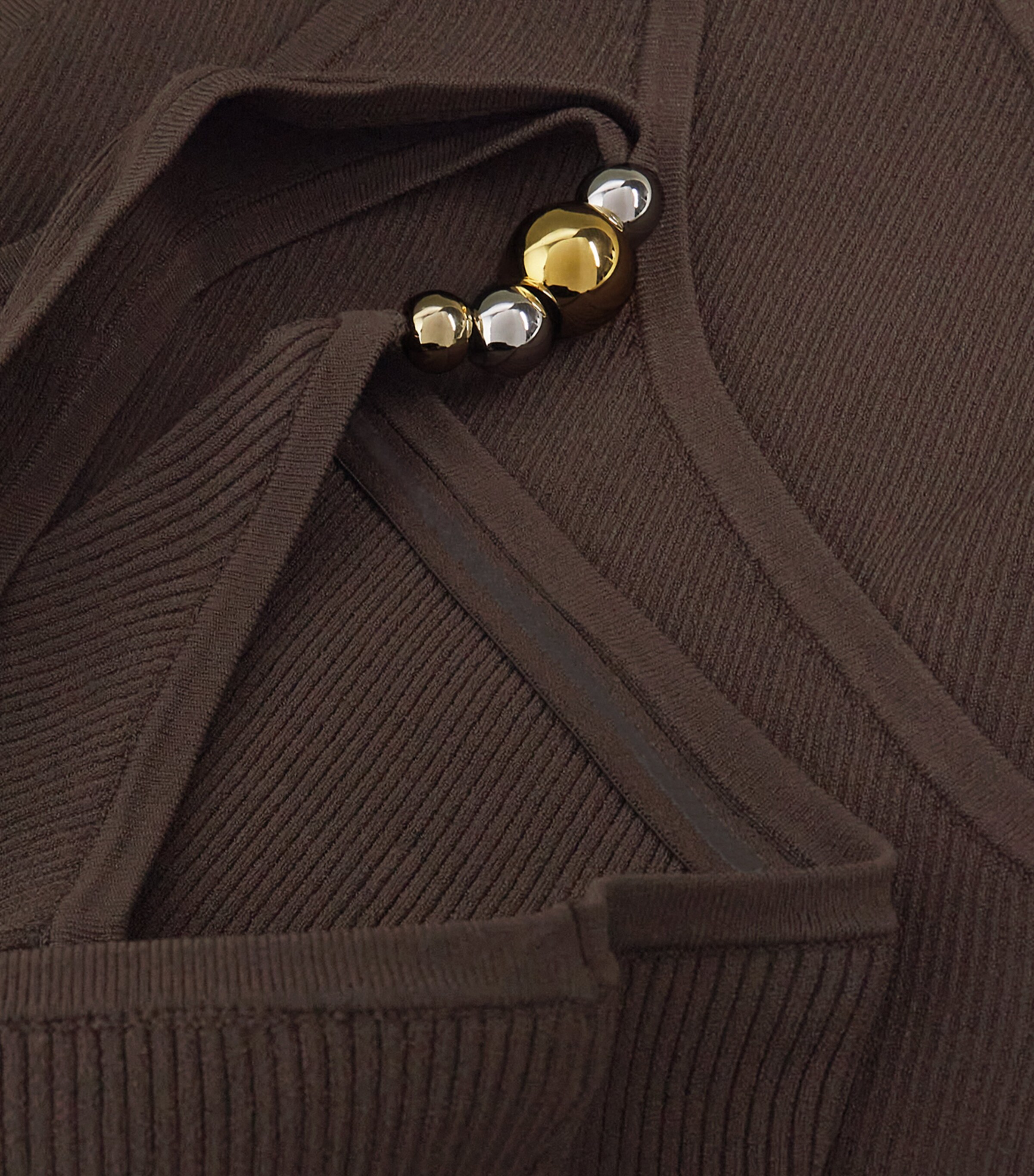 Sandro Bead-detail One-shoulder Bodysuit In Brown