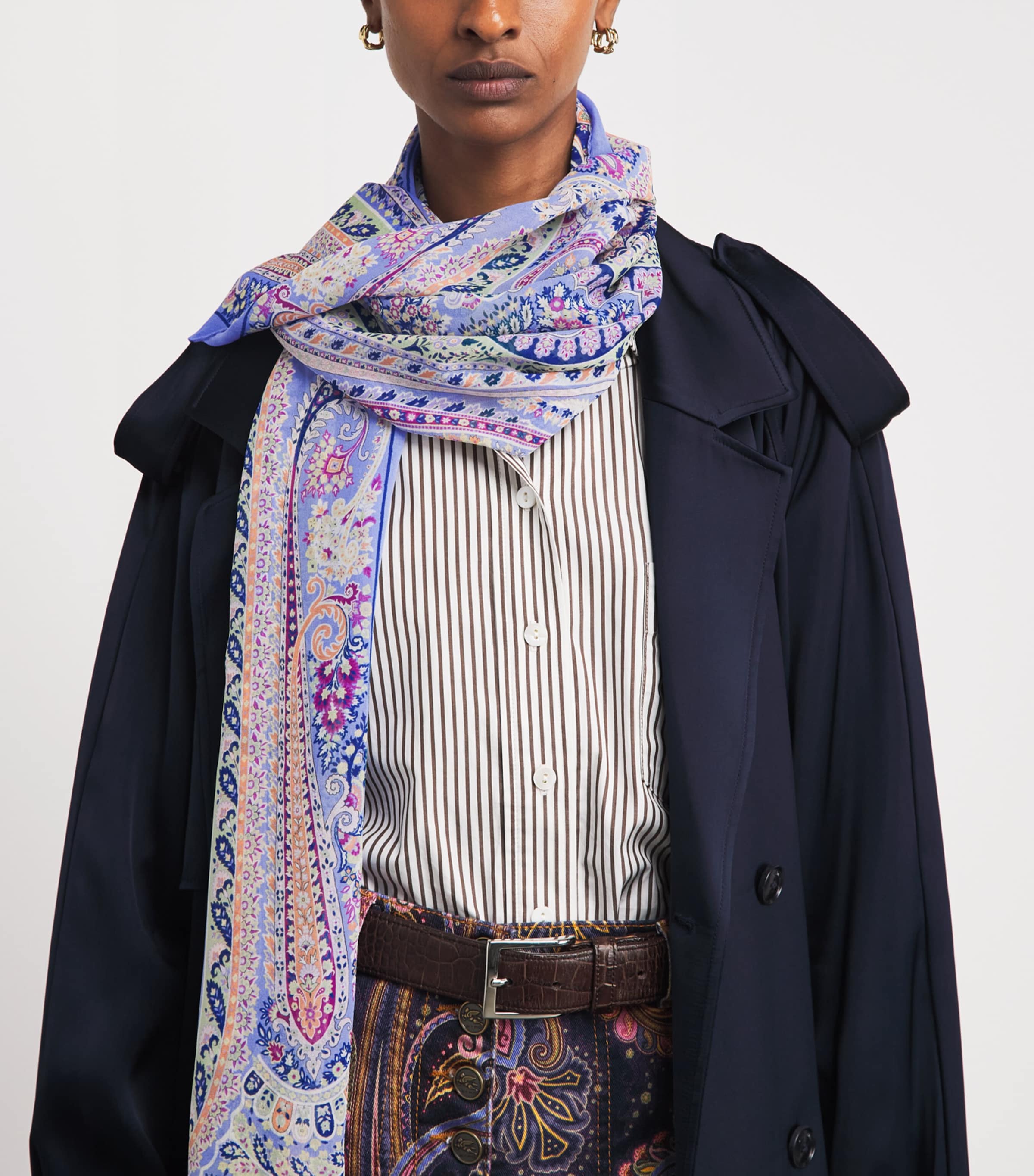 Etro Silk Paisley Scarf Gray Image 3
