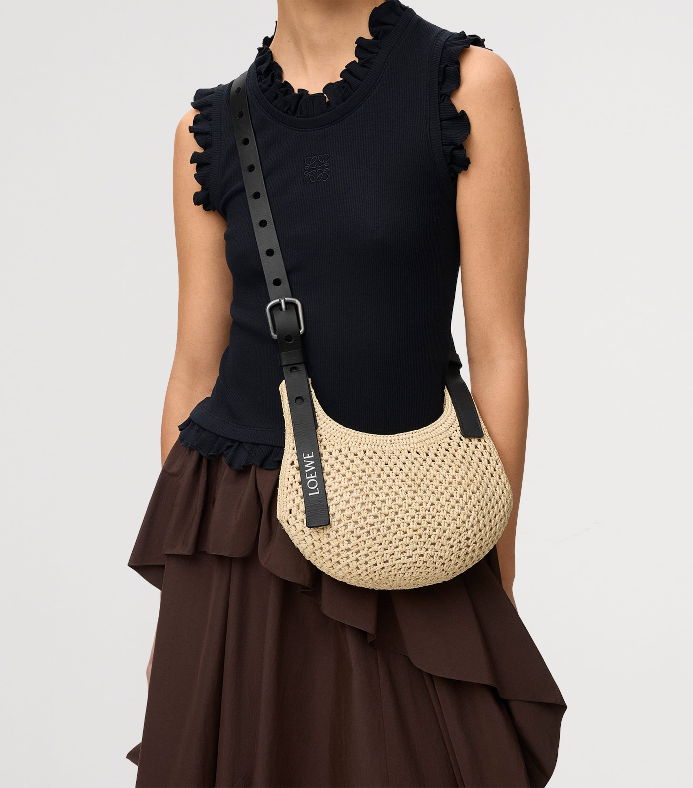 LOEWE x Paula's Ibiza Mini Punch-Hole Cross-Body Bag Natural/black Image 2