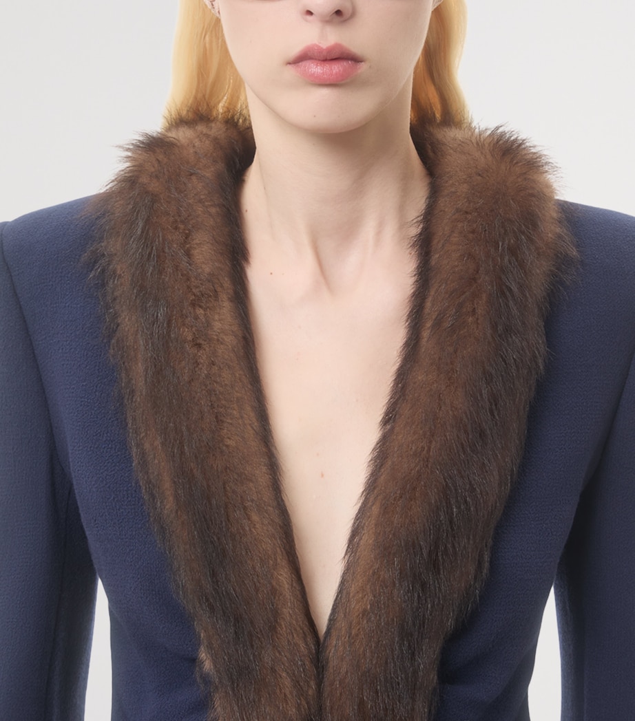 Faux Fur-Trim Blazer D51 Image 2