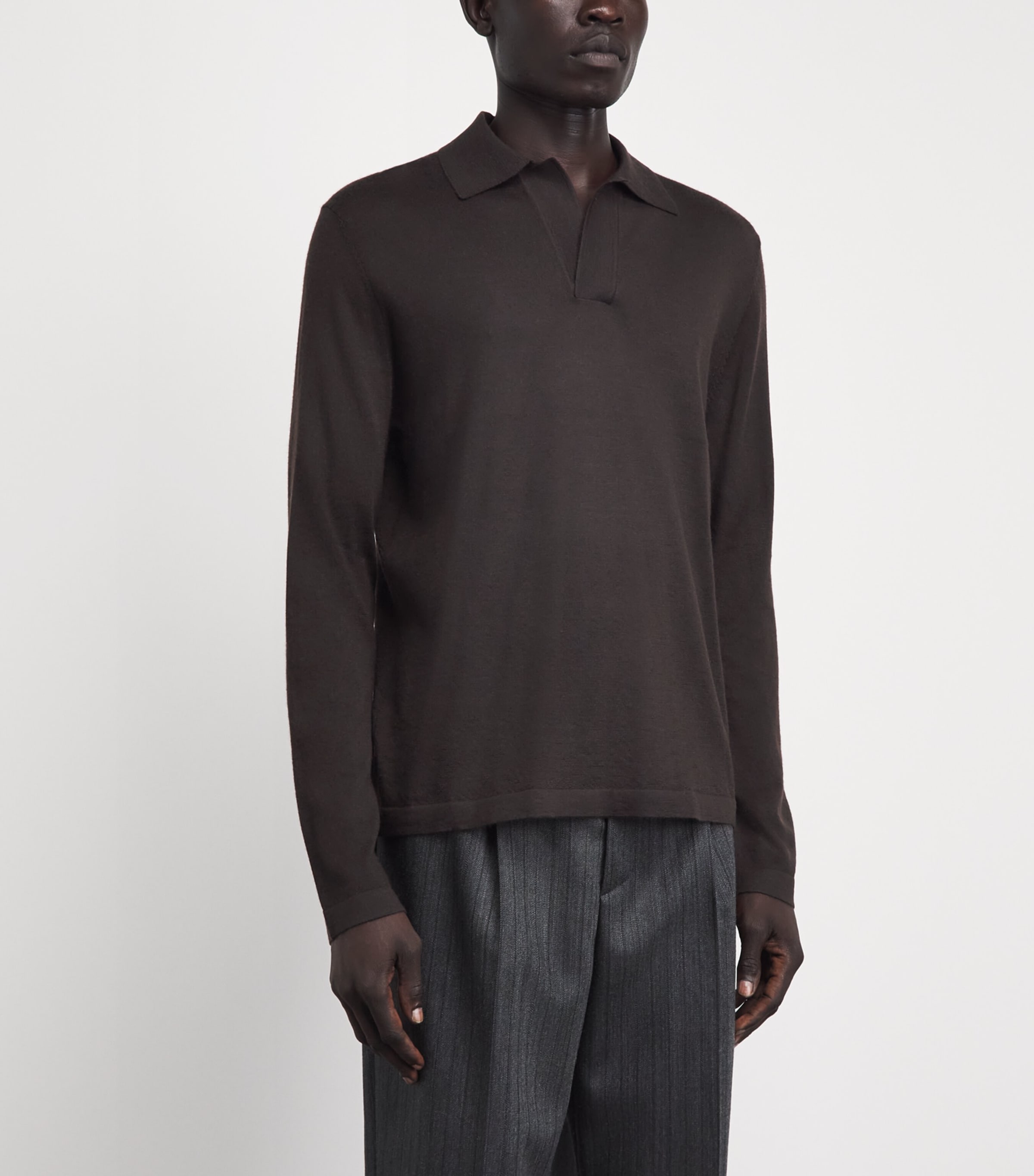 Gabriela Hearst Mens Cashmere Frome Polo Sweater Chocolate Image 4