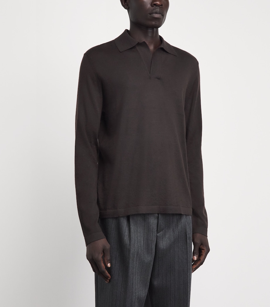 Gabriela Hearst Mens Cashmere Frome Polo Sweater Chocolate Image 4