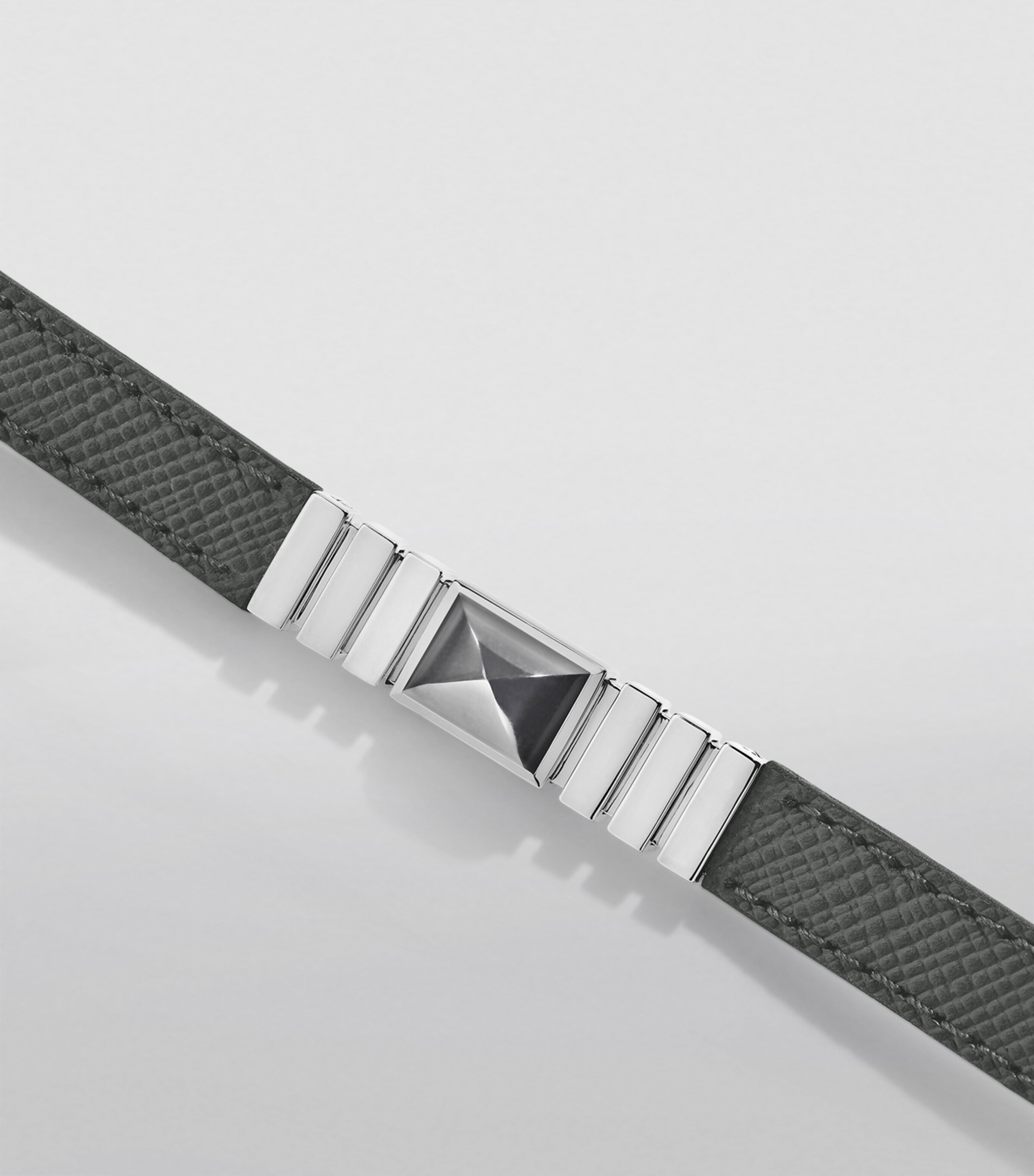 White Gold and Saffiano Leather UNII Bracelet WHITE GOLD Image 4