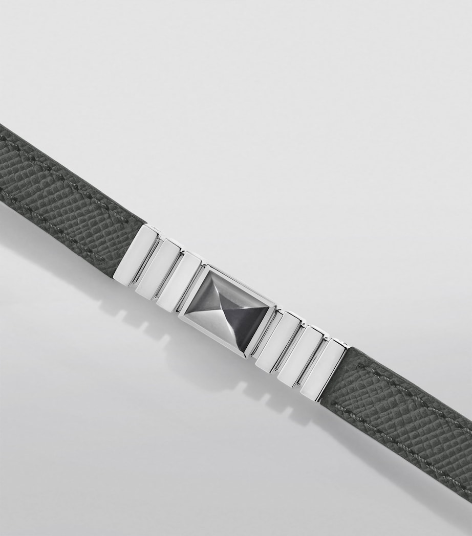 White Gold and Saffiano Leather UNII Bracelet WHITE GOLD Image 4