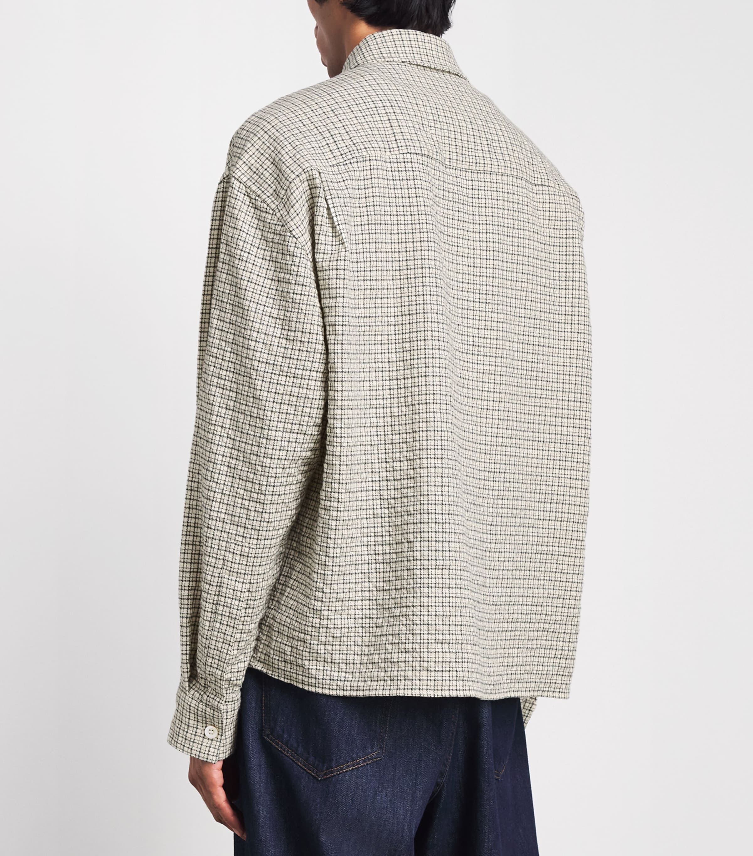 Studio Nicholson Mens Nostra Check Shirt Parchment / Black Image 5