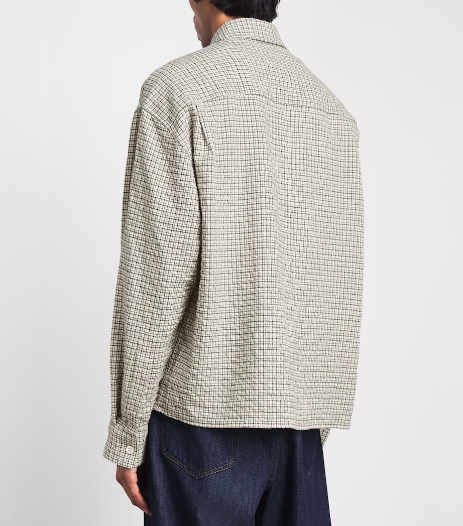 Studio Nicholson Mens Nostra Check Shirt Parchment / Black Image 5