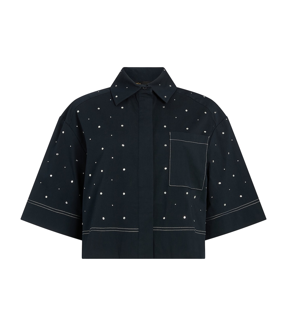 Studded Cropped Shirt NAVY Image 1