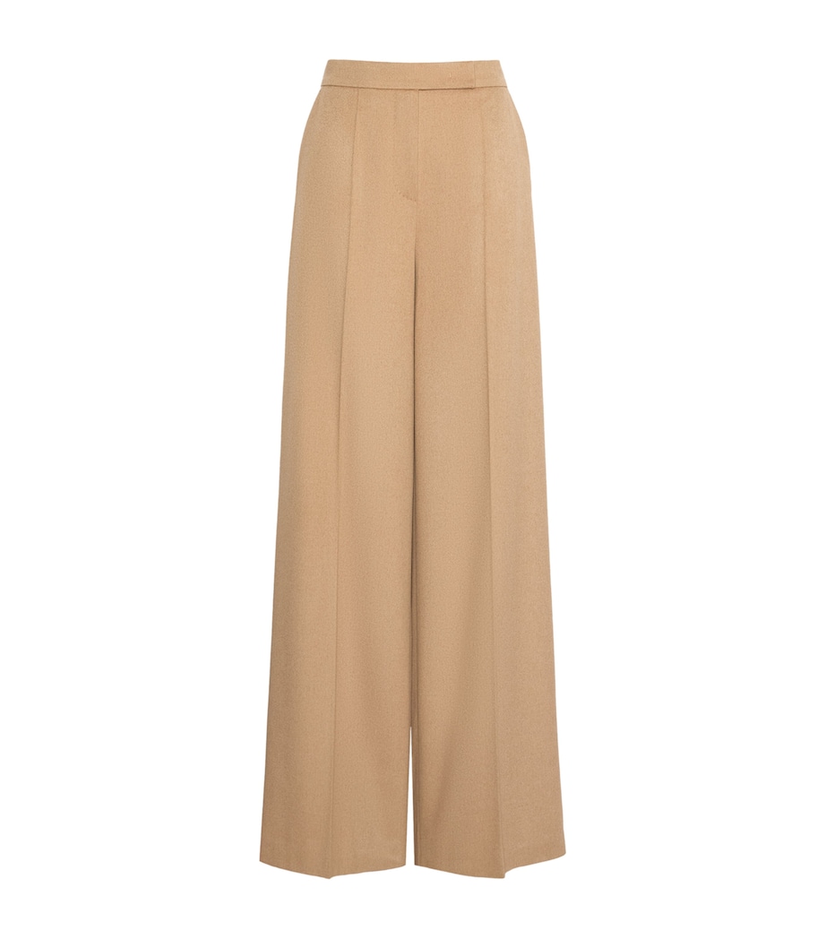 Max Mara Womens Wool Wide-Leg Trousers Camel Image 1