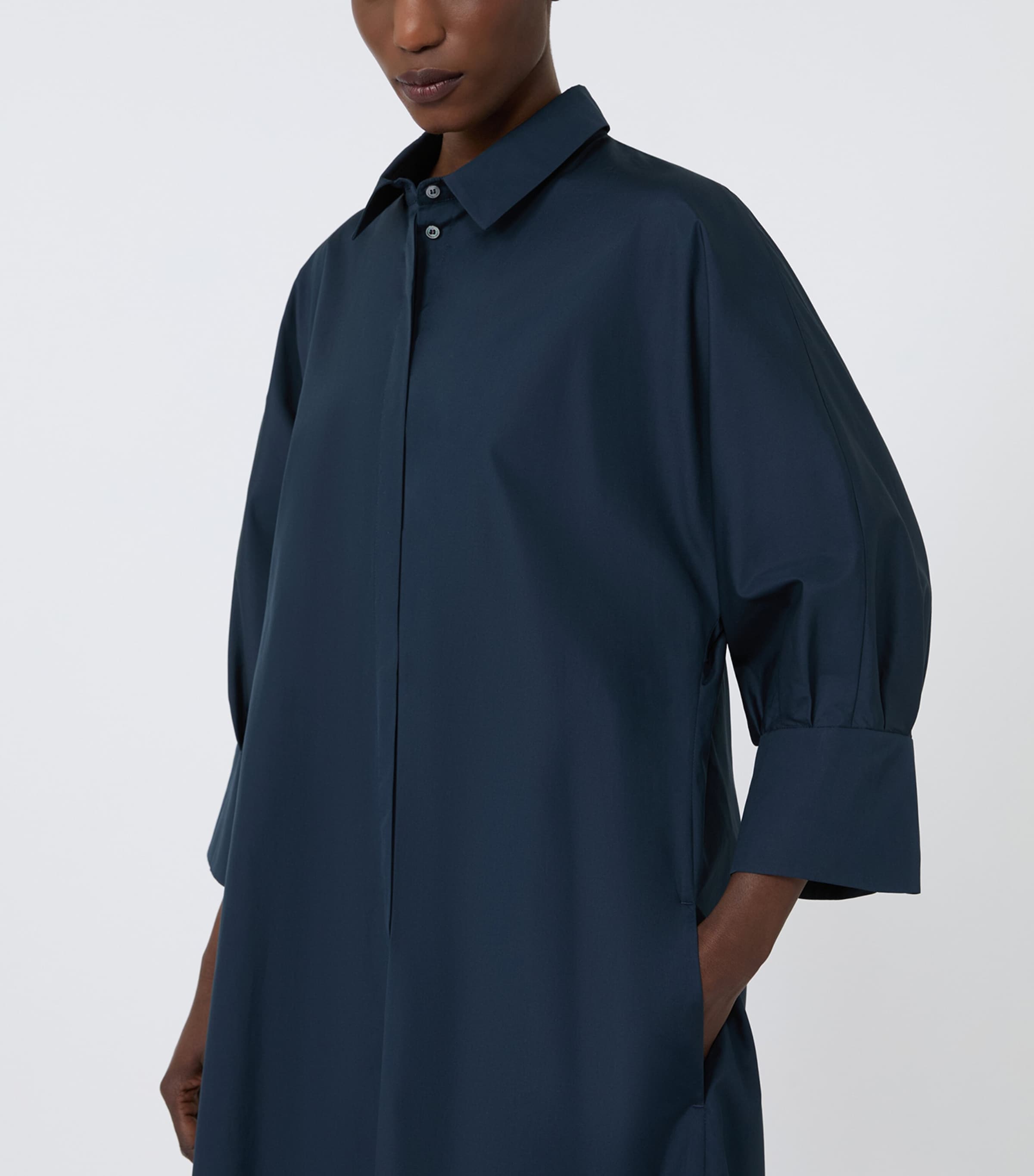 Max Mara Womens Cotton Belted Midi Dress Midnightblue Image 5