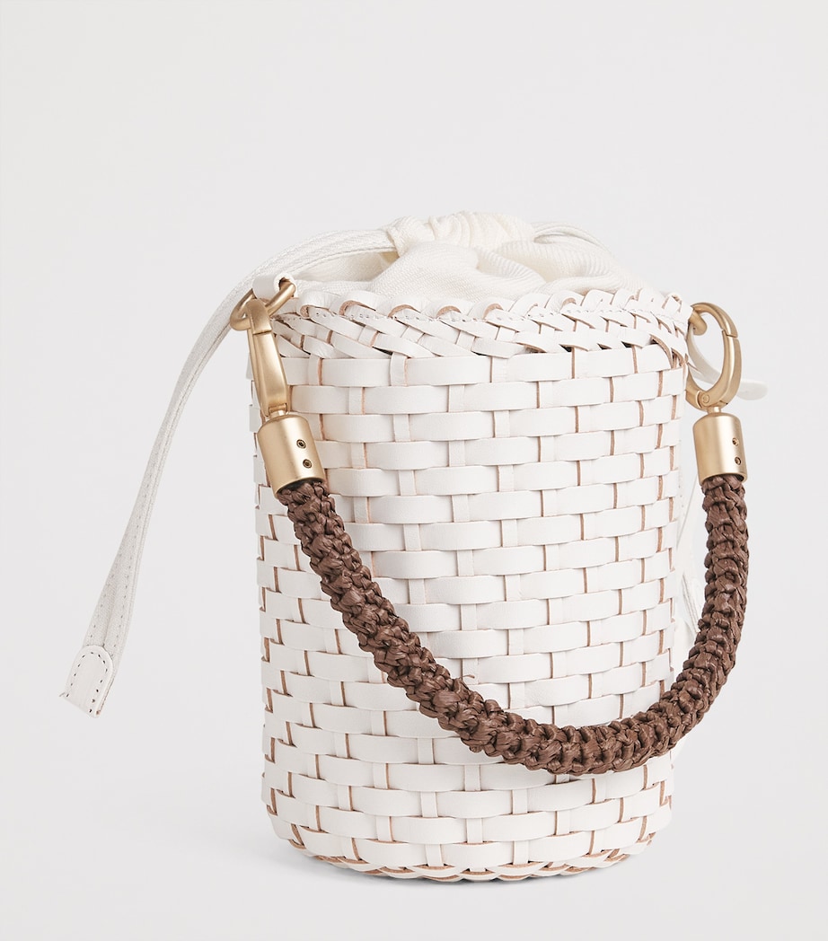 Eleventy Leather Woven Bucket Bag Avorio Image 3