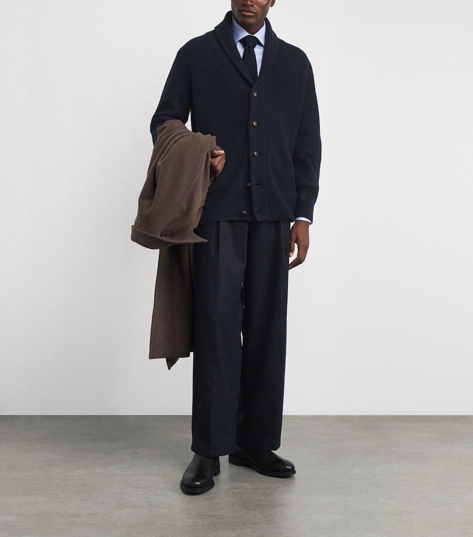 Wool Shawl-Collar Cardigan NAVY BLUE Image 2