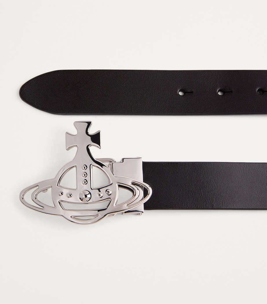 Leather Line Orb Buckle Belt N401 BLACK Image 4