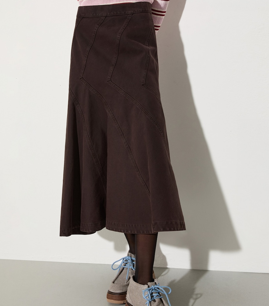 Cotton Midi Skirt CHOCOLATE Image 3