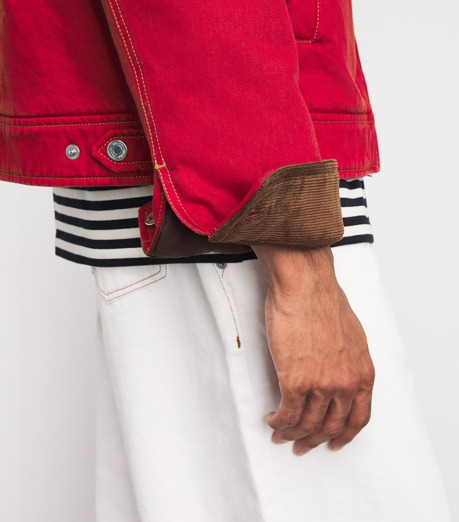 AMI Paris Mens Ami De Coeur Contrast-Collar Jacket Rouge Rubis Image 3