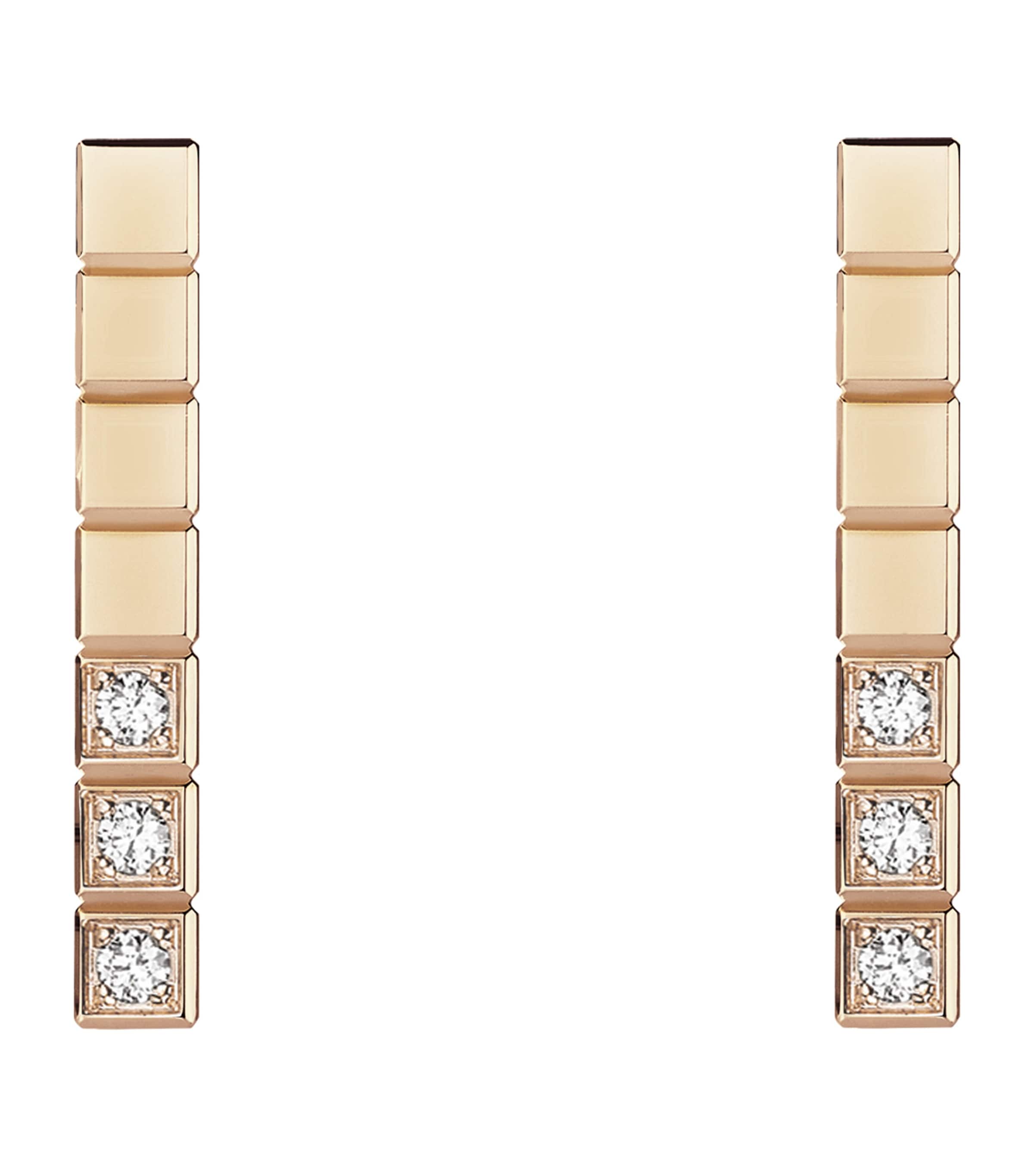 CHOPARD ROSE GOLD AND DIAMOND ICE CUBE EARRINGS