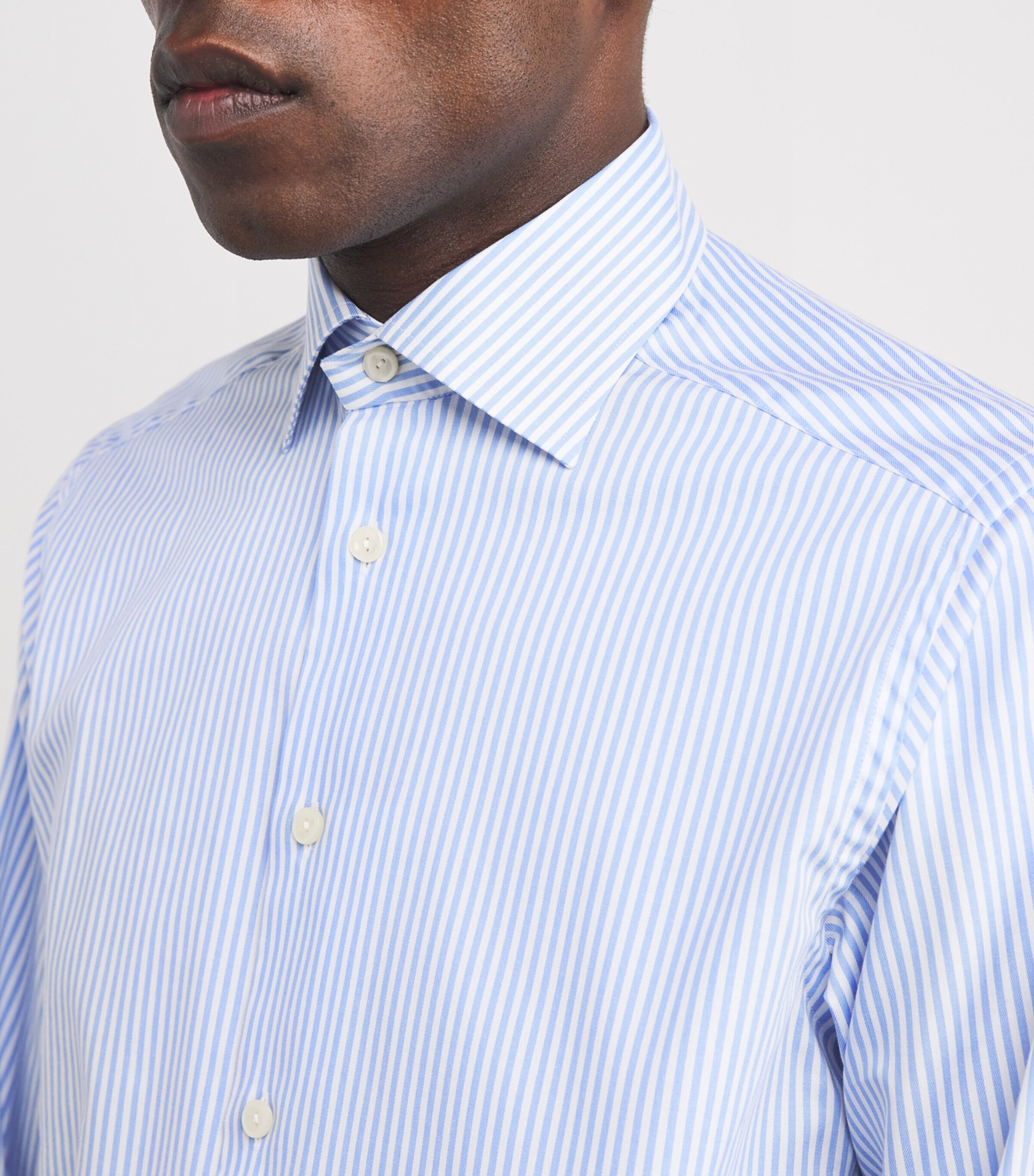 Eton Mens Cotton-Lyocell Stripe Shirt Light Blue Image 6