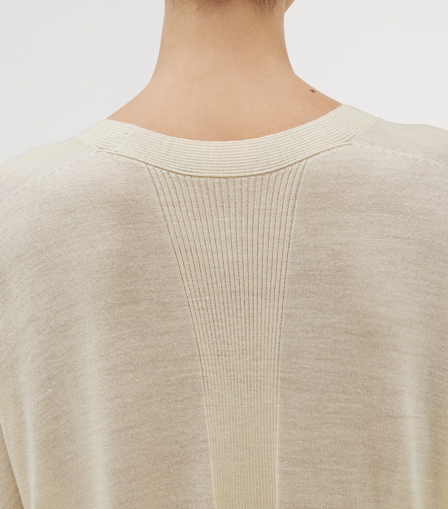 SHLEEP Womens Merino-Silk V-Neck Kaftan Ivory Tusk Image 4