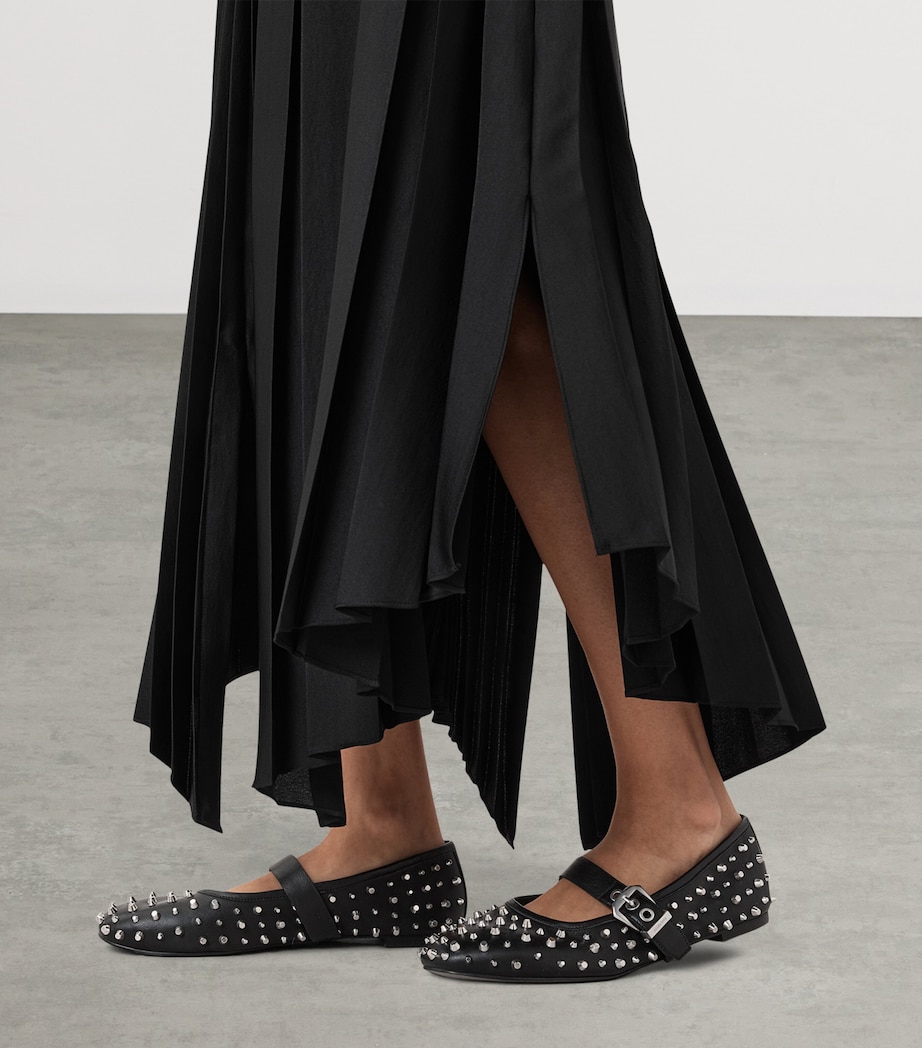 AllSaints Leather Holly Stud Ballet Flats Black Image 2