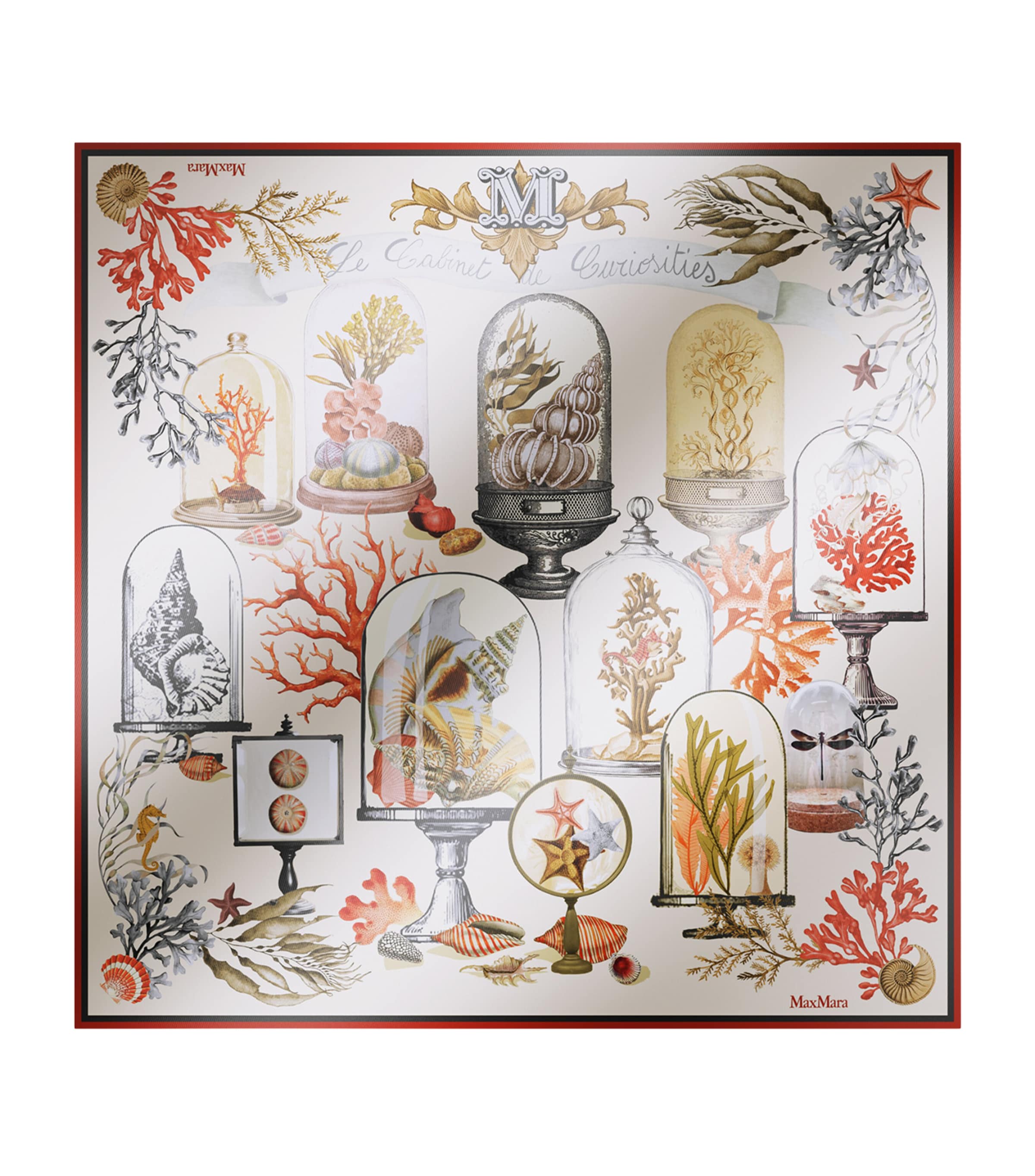 Silk Printed Square Scarf BEIGE Image 1