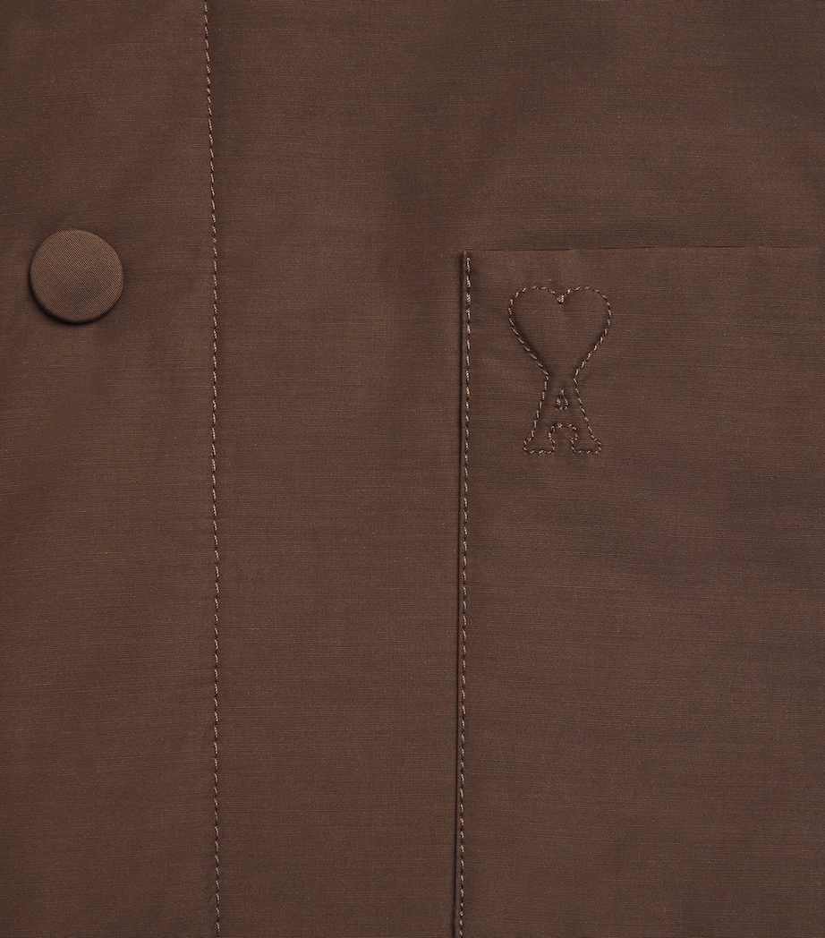AMI Paris Mens Ami de Coeur Padded Overshirt Marron Chocolat Image 6