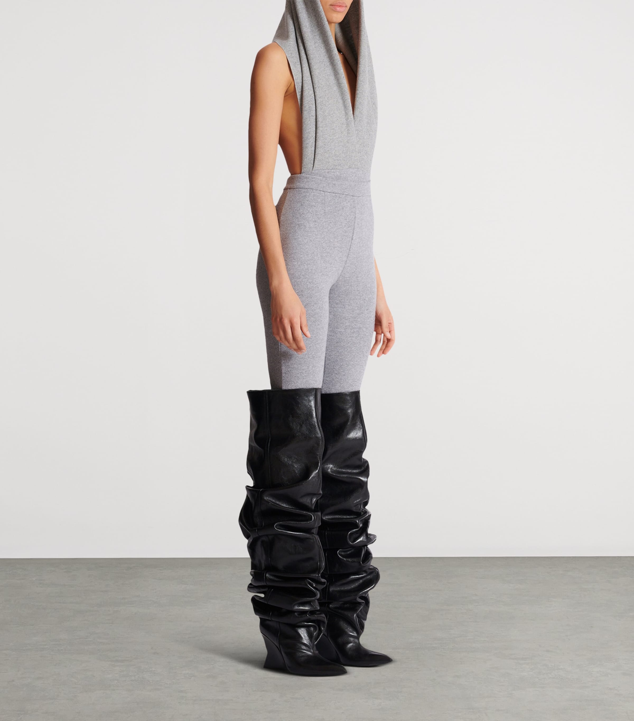 Wool-Blend Knitted Leggings 9AD GRIS CHIN ECLAIR Image 6