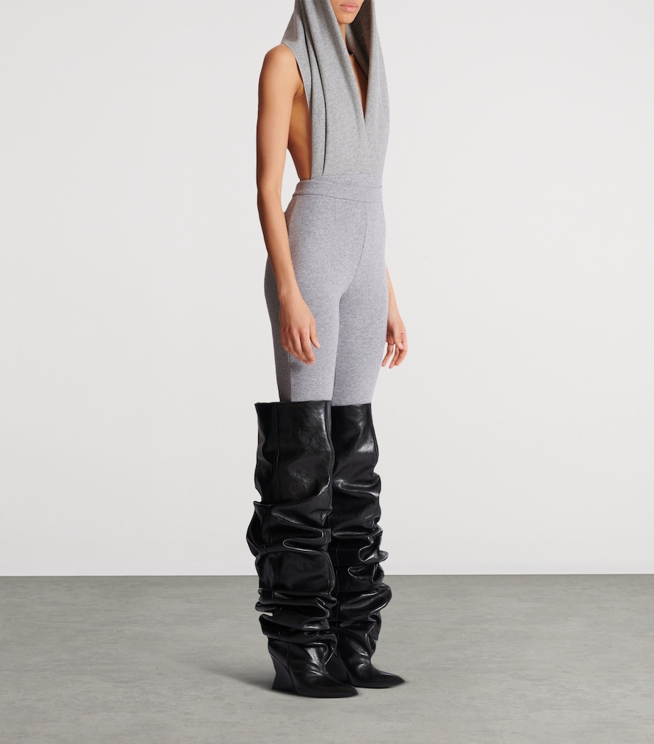 Wool-Blend Knitted Leggings 9AD GRIS CHIN ECLAIR Image 6