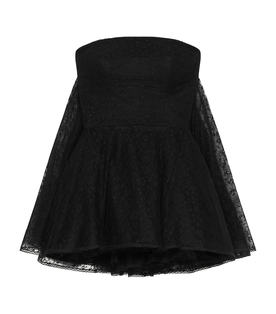 Lace Strapless Mini Cape Dress BLACK Image 1