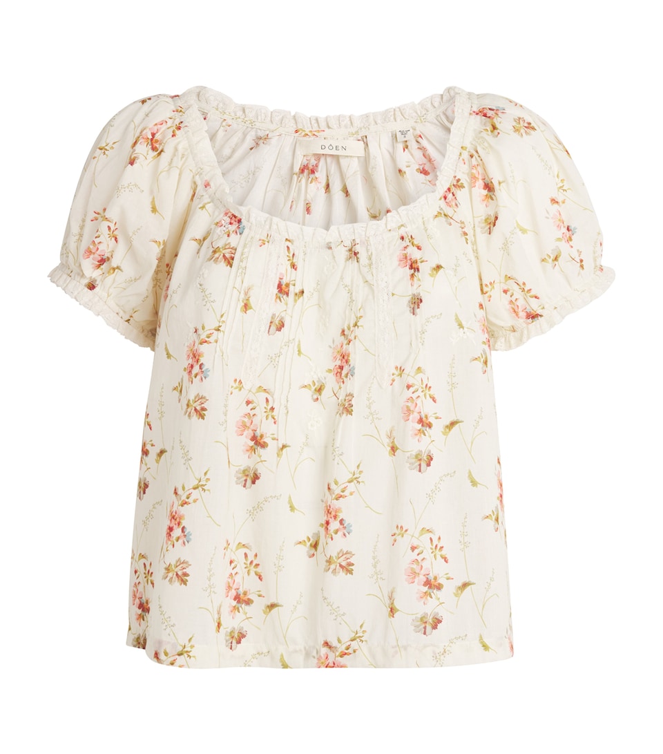 DÔEN Organic Cotton Frederica Blouse Blanc Prairie Rose