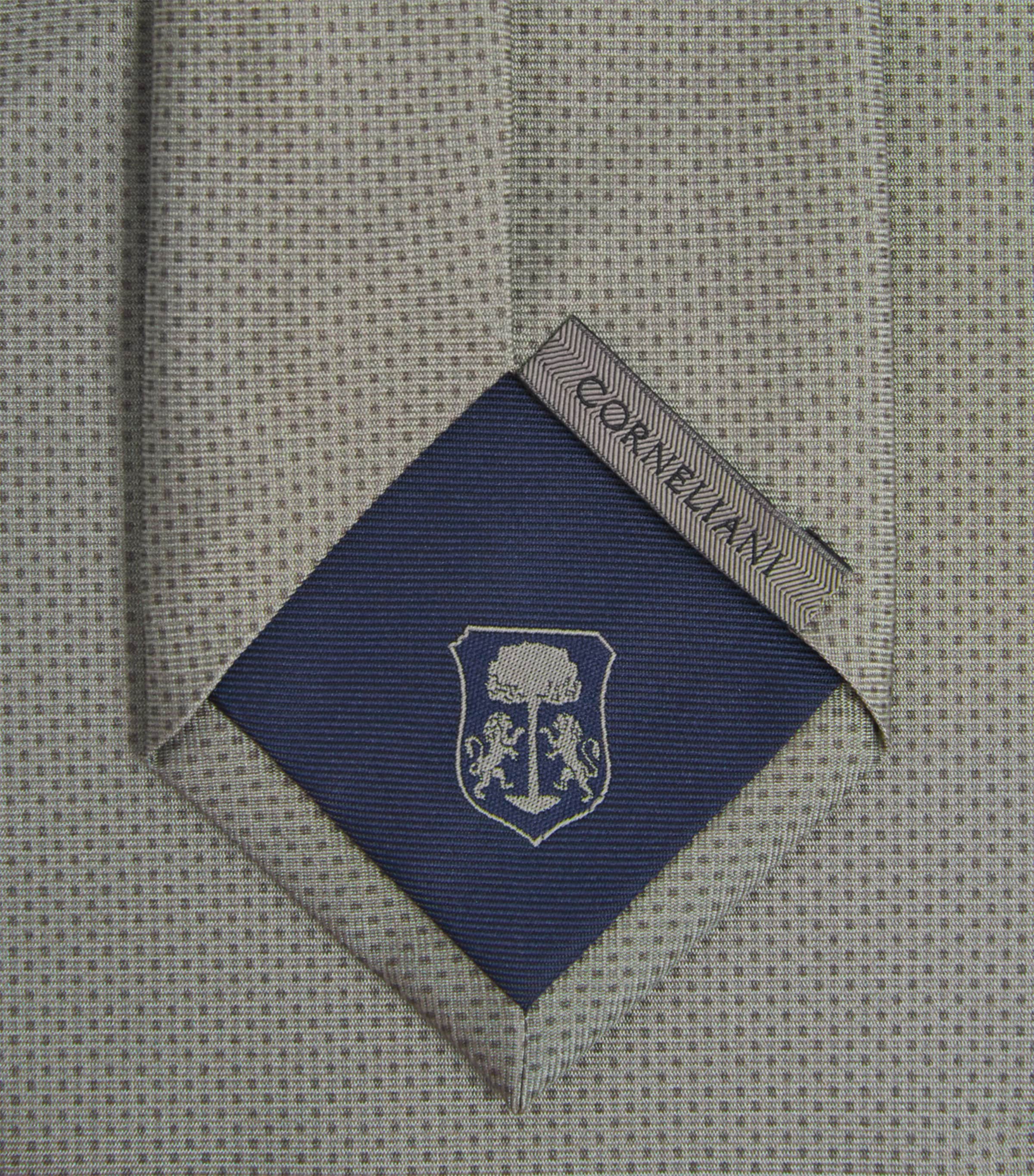 Corneliani Silk Necktie and Pocket Square Set Gry Melange Drk Image 3