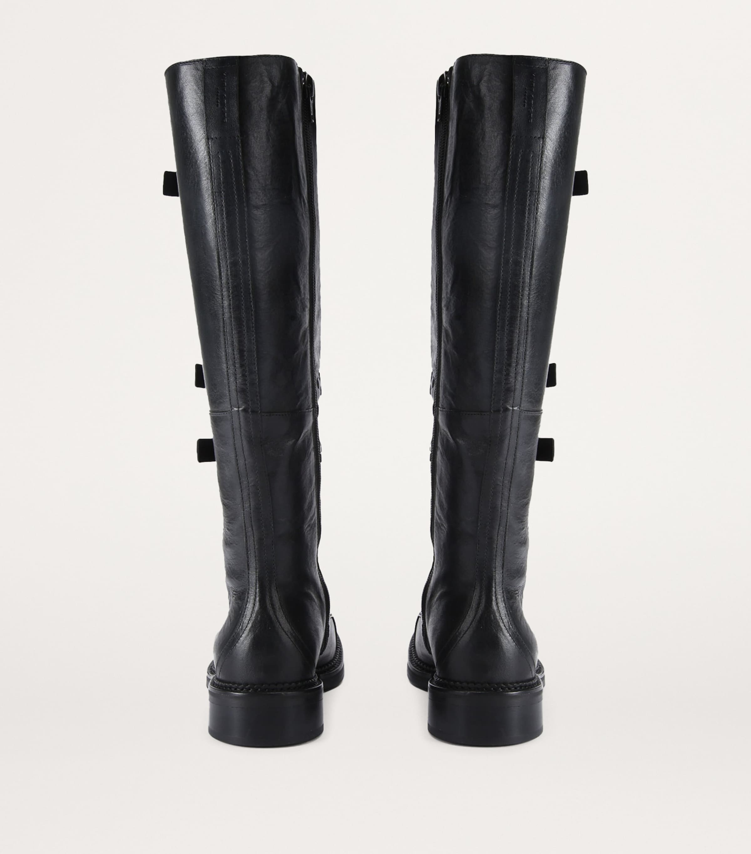 Leather Monument Strap Knee-High Boots BLACK Image 2
