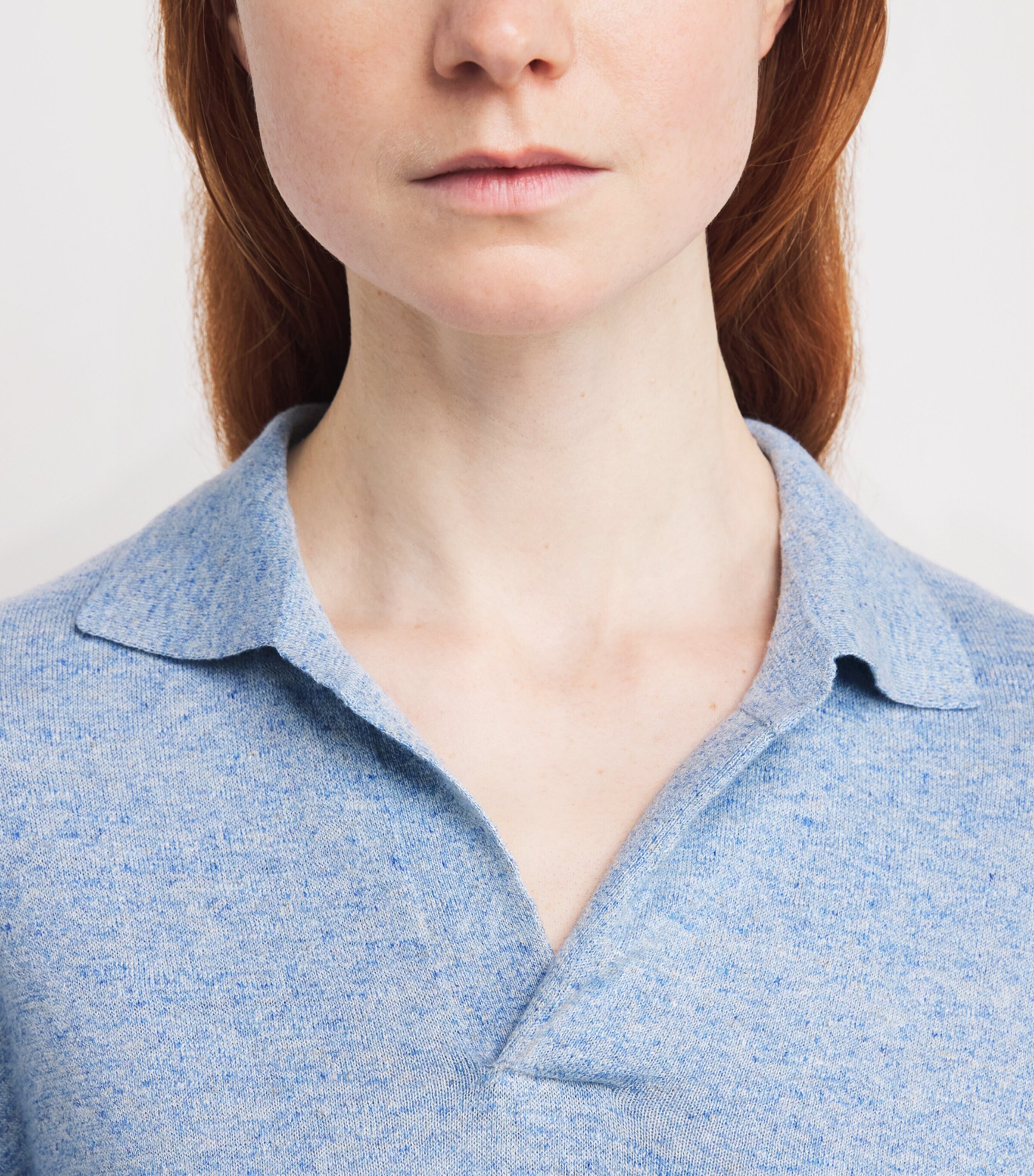 The Row Womens Niosa Cotton-Linen Polo Sweater Ice Blue Image 5