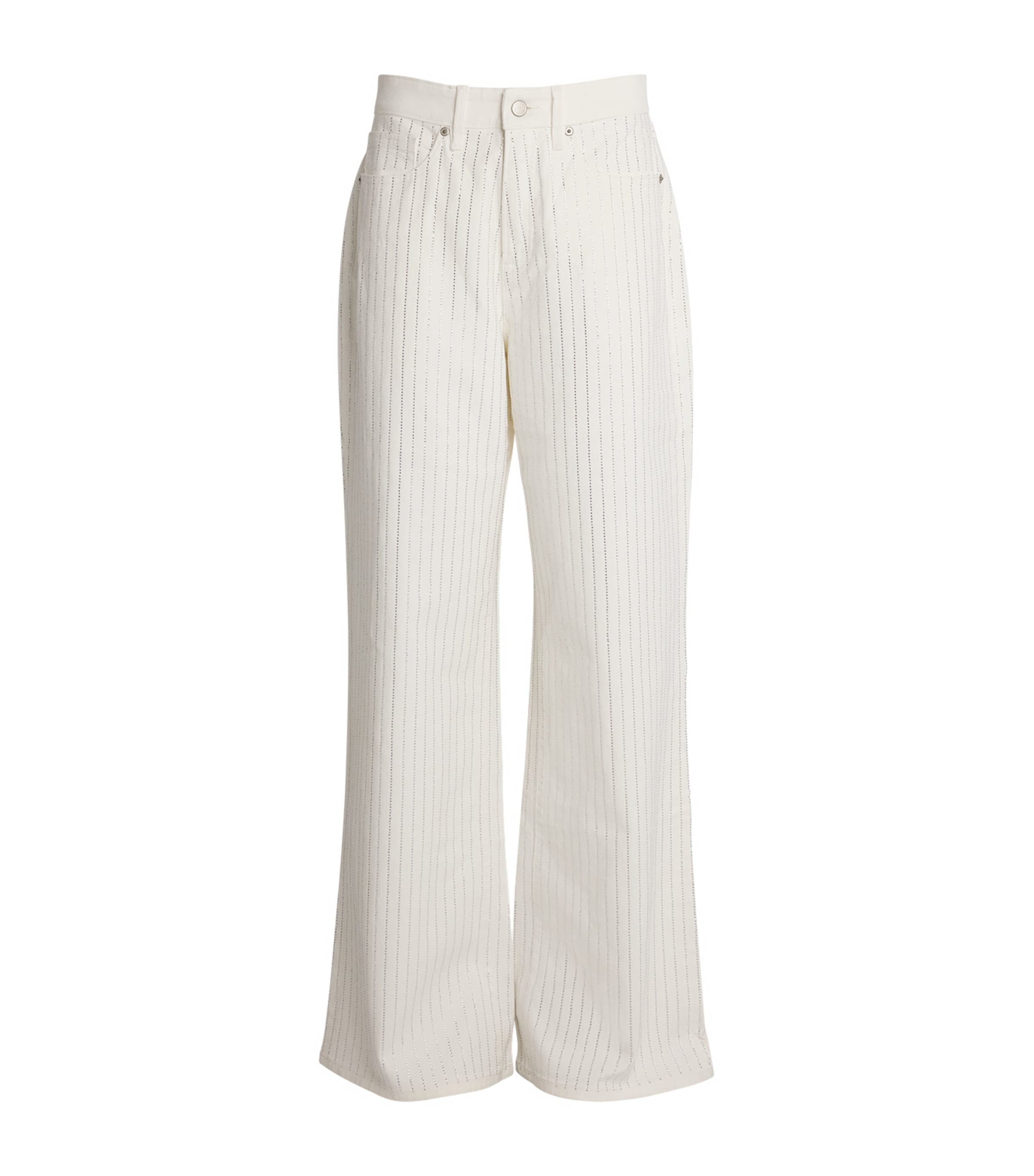 Good American Embellished Good Ease Relaxed Jeans In White