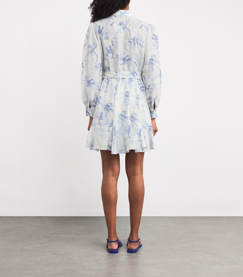 Linen-Blend Midi Shirt Dress BLUE FLOWER PRINT Image 3