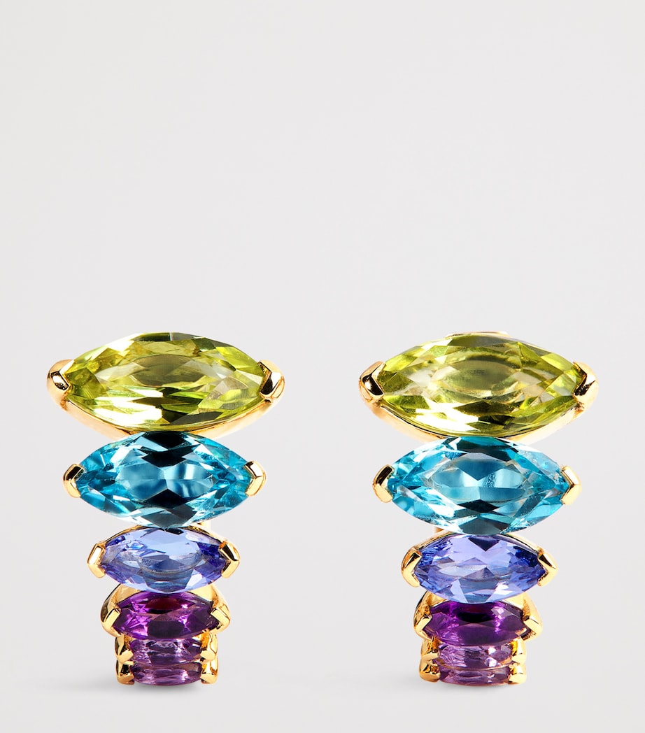 Yellow Gold, Peridot, Topaz and Amethyst Arashi Huggie Hoops YELLOW GOLD Image 3