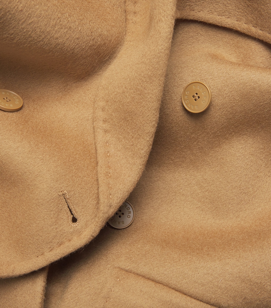 Wool Scarf-Detail Coat CAMEL Image 5