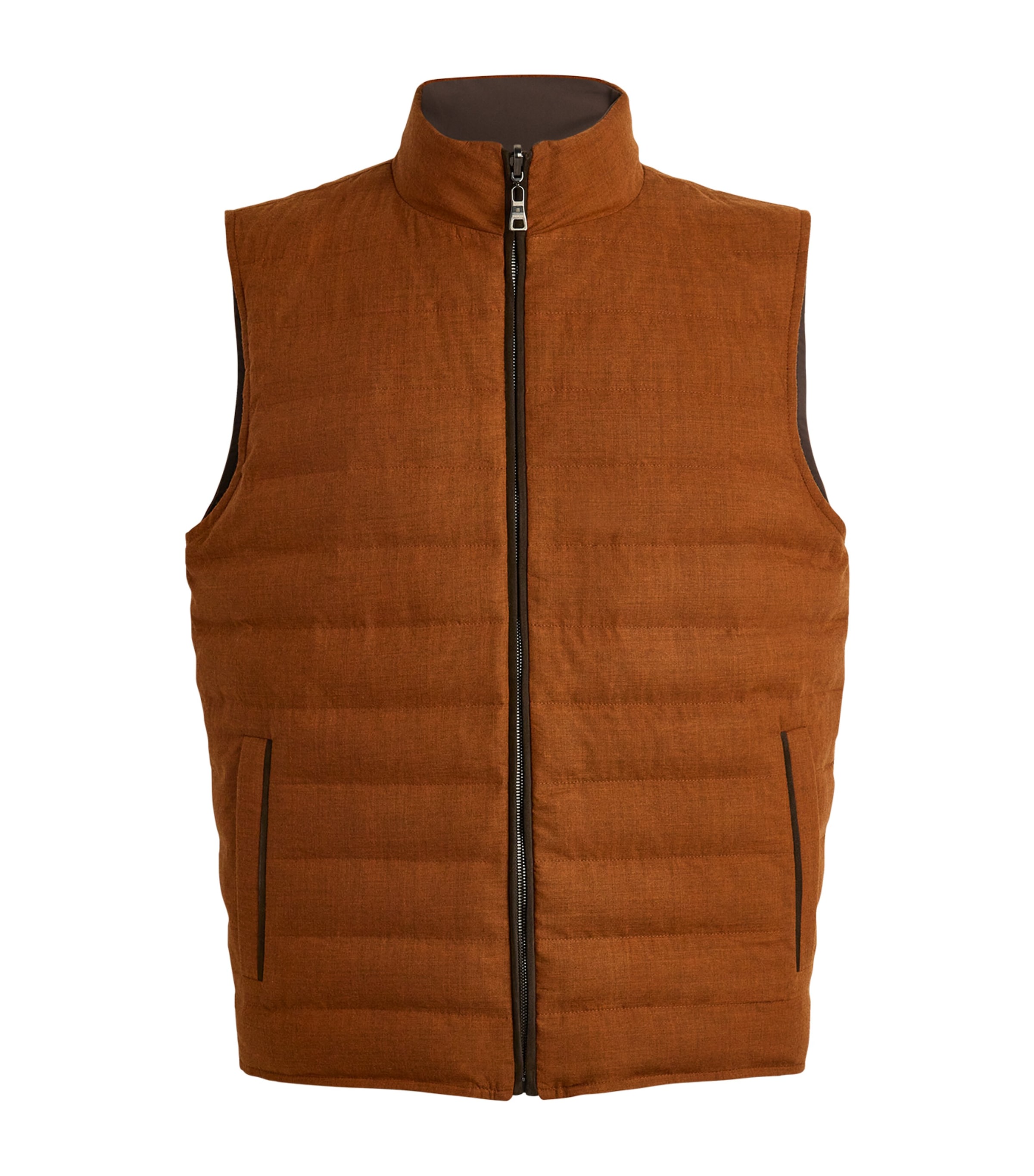 Fioroni Cashmere Cashmere-down Reversible Gilet In Brown