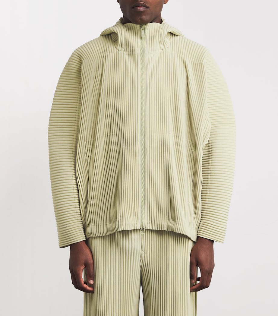 Pleated Hooded Jacket 42-DRY GRASS GREEN Image 3