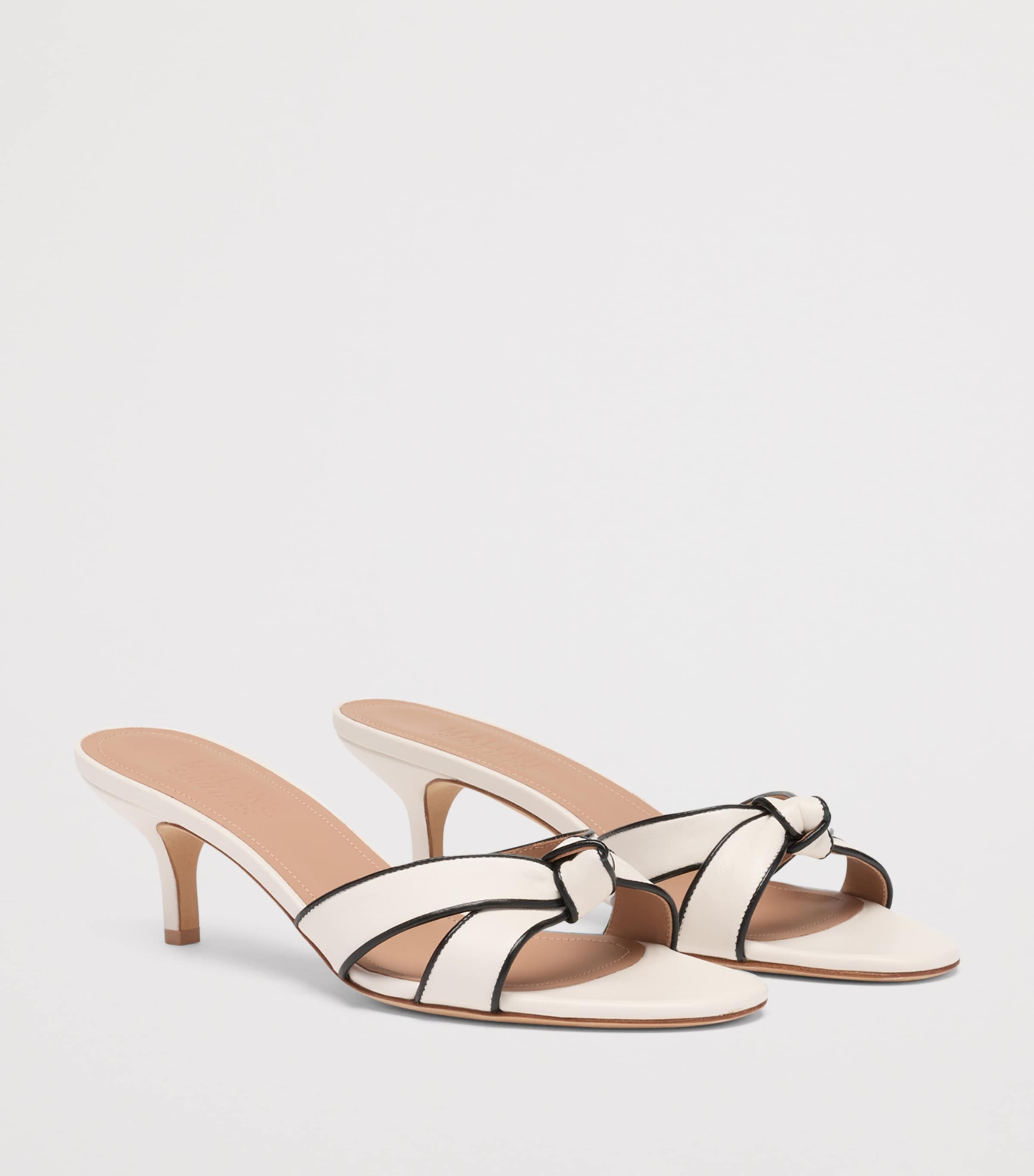 Malone Souliers Nappa Leather Raquel Kitten Heel Mules 45 Milk Image 3